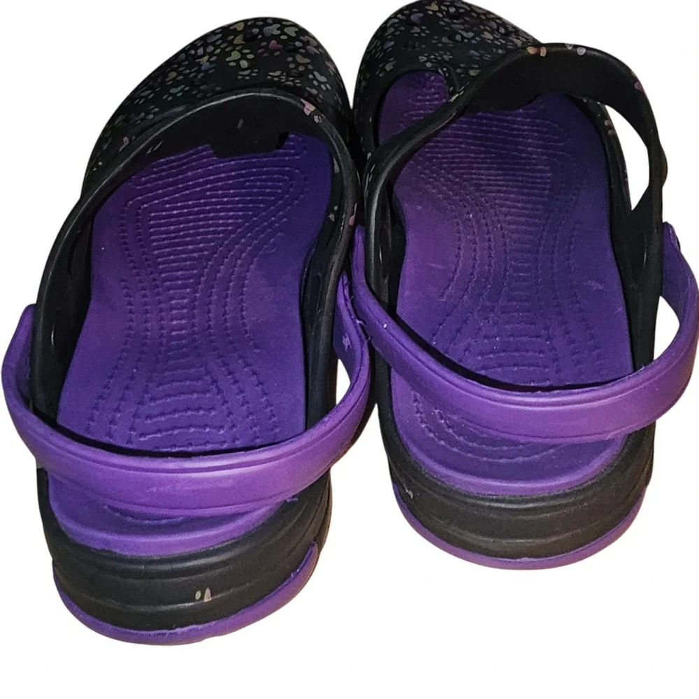 NWOT Black Purple Multicolor‎ Paw Print Womens Mary Jane Sandals 9 - Picture 4 of 5